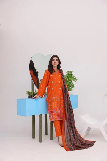 Cotton Embroidered 3pc Suit