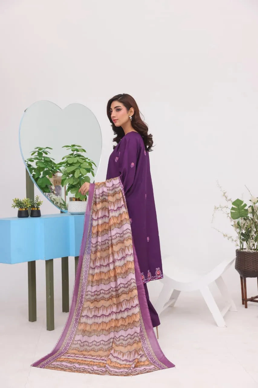 Cotton Embroidered 3pc Suit