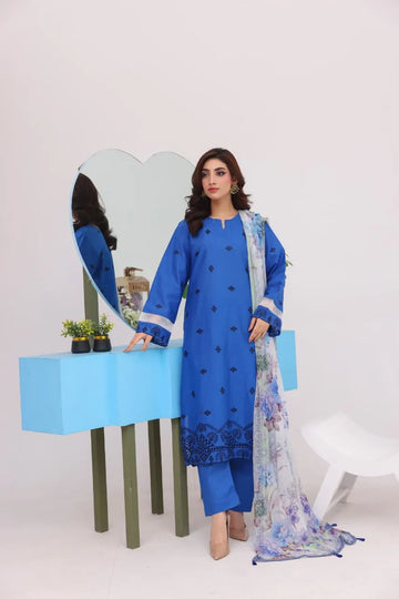 Cotton Embroidered 3pc Suit